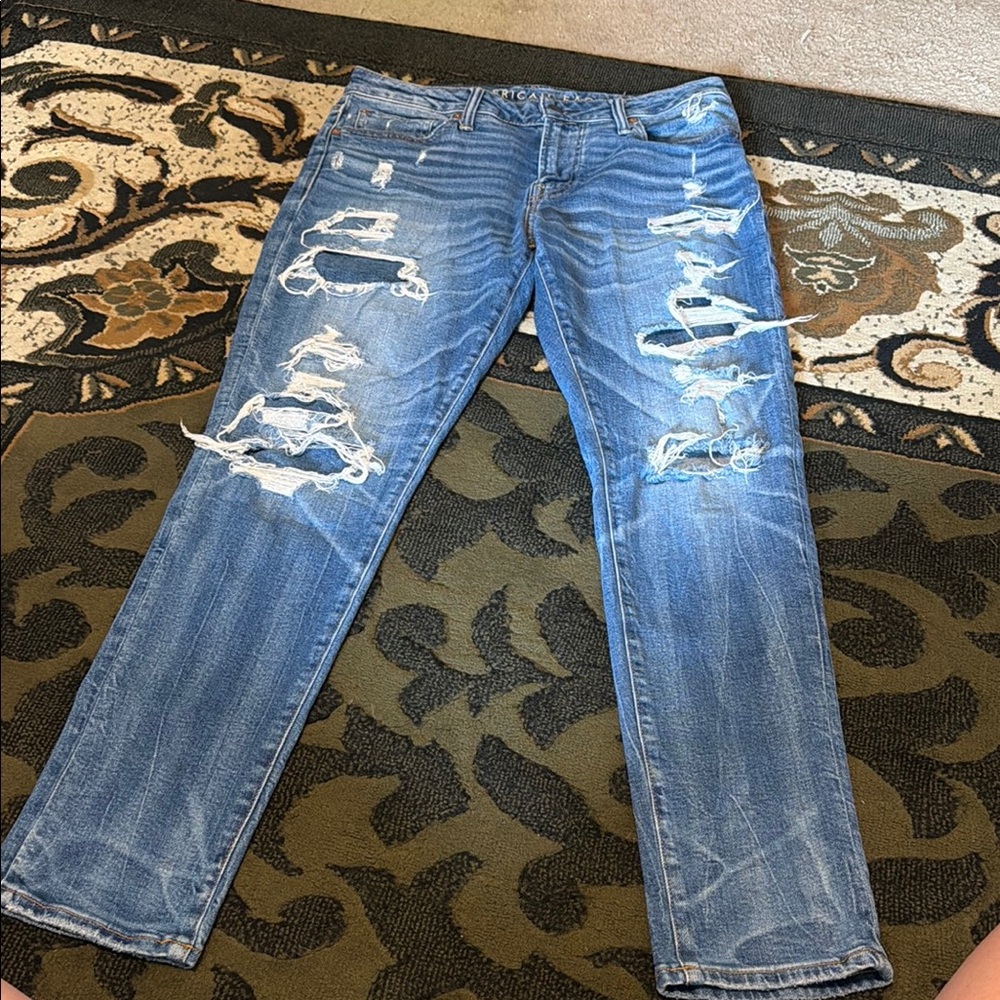 Distressed Blue Ripped Jeans